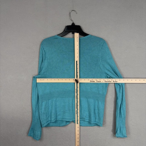 Sigrid Olsen Sweater Cardigan Womens XL Blue Silk Angora V Neck Lightweight Knit - Picture 9 of 12